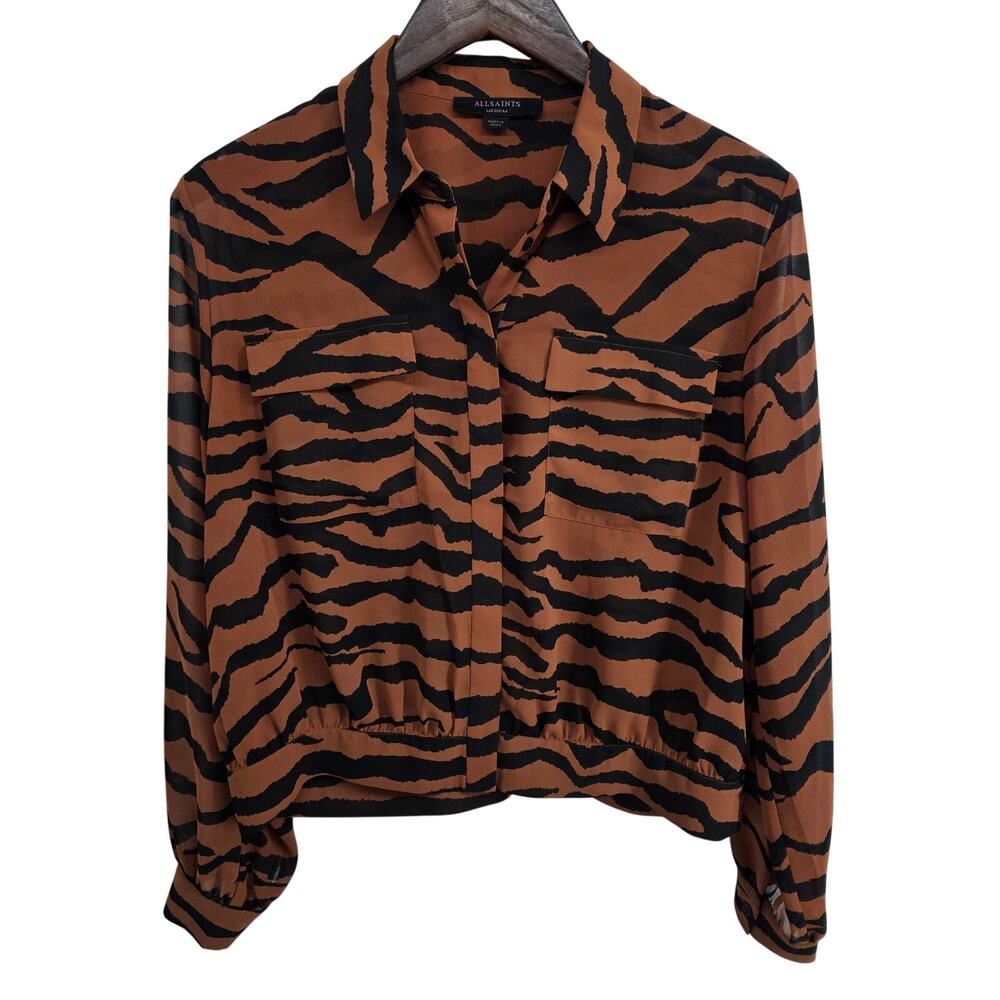ALLSAINTS Adeliza Zephyr Tiger Print Shirt Size Medium